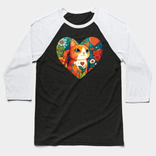 You're The Cat Orange Of My Heart - Cat Flower Baseball T-Shirt